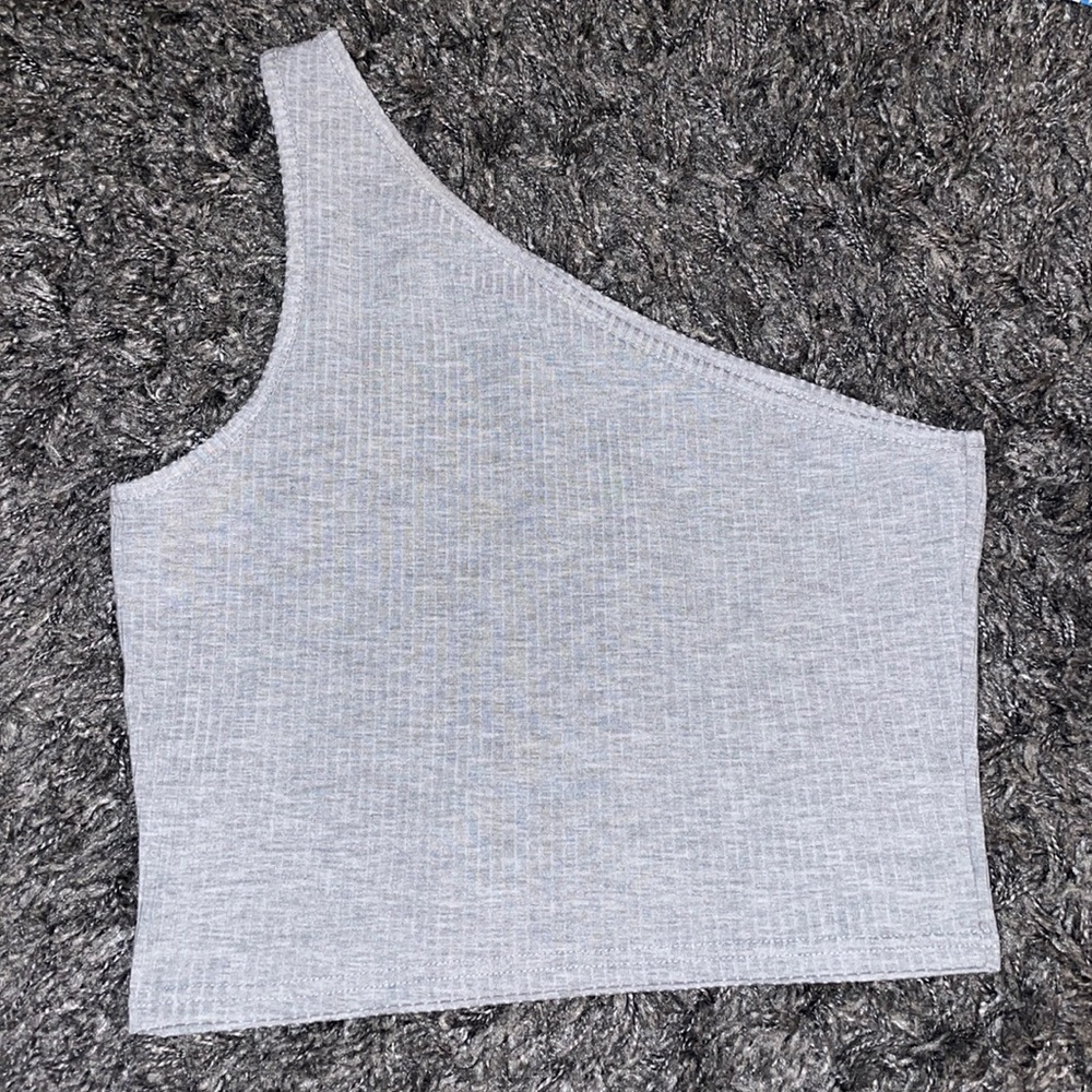 Shein one shoulder grey tank